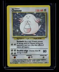 Pokemon TCG Chansey 3/102 Base Set Holo Rare HP - Image 1