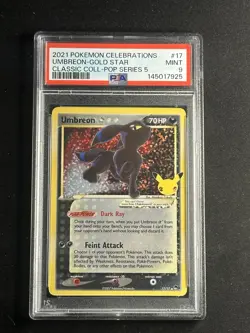 Pokemon TCG Celebrations Umbreon Gold Star 17/17 Holo PSA 9 2021 - Image 1