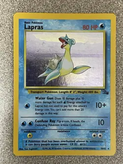 Pokemon Lapras Fossil 10/62 Holo -LIGHTLY PLAYED- - Image 1