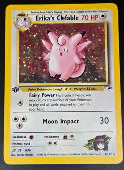Vintage Pokemon Erika's Clefable 1st Edition Gym Heroes 3/132 LP - Image 1