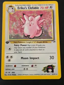 Vintage Pokemon Erika's Clefable 1st Edition Gym Heroes 3/132 LP - Image 2