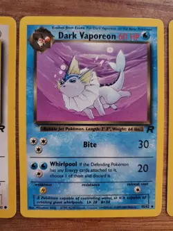 Pokemon Rockets Eevee 1st Ed, Dark Vaporeon, Dark Jolteon, Dark Flareon All NM - Image 3