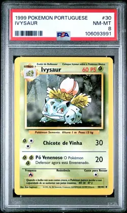 1999 Pokemon Portuguese Base Set Ivysaur #30 PSA 8 NM-MT - Image 1