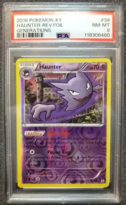 2016 Pokemon Xy Haunter Reverse Foil Generations #34/83 PSA 8 NM-MT Rare - Image 1