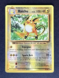 Pokemon TCG XY Evolutions 2016 Raichu Card 36/108 - Image 1