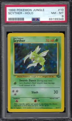 PSA 8 Scyther Holo 10/64 Jungle Unlimited Pokemon Card - Image 1