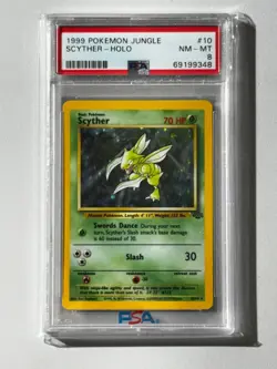 PSA 8 Scyther Holo 10/64 Jungle Unlimited Pokemon Card - Image 2