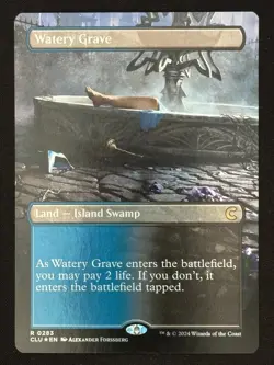 1x MTG Watery Grave (Borderless, Foil) - Ravnica: Clue Edition (CLU) #283 - Image 1