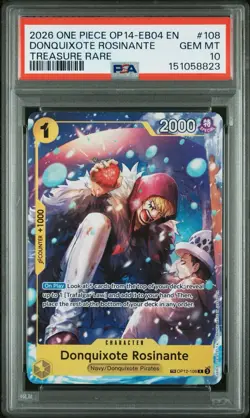 PSA 10 Donquixote Rosinante Treasure Rare OP12-108 One Piece GEM MT - Image 1
