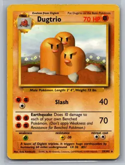 Dugtrio Base Set #019/102 Rare Pokemon Card - Image 1