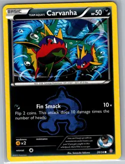 Team Aqua's Carvanha 20/34 Non Holo Double Crisis - Pokemon Card - NM - Image 1