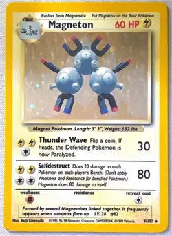 Pokemon TCG Magneton 9/102 Base Set Holo Rare 1999 English - Image 1