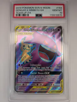 PSA 10 2019 POKEMON SUN & MOON TEAM UP #164 GENGAR & MIMIKYU GX TEAM UP-FA - Image 3