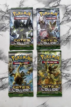 Pokemon - Fates Collide - Booster Pack Art Set- New & Sealed - 4 Packs - Image 1