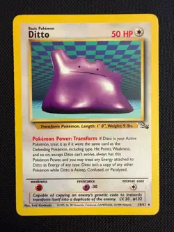 Pokemon TCG Ditto 18/62 Fossil Non-Holo Card LP - Image 1