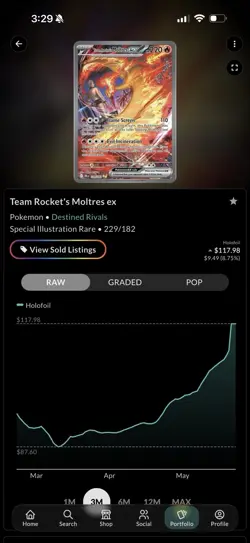 Pokemon TCG Team Rockets Moltres EX Card 229/182 Destined Rivals - Image 3