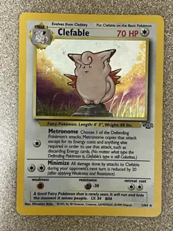 Clefable 1/64 Holo Rare Pokemon Jungle -MODERATELY PLAYED- - Image 1