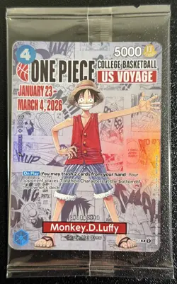 ONE PIECE TCG MONKEY.D.LUFFY COLLEGE BASKETBALL US VOYAGE PROMO P-055 SEALED - Image 1