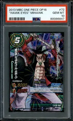 Dracule Mihawk - 72/77 - PSA 10 - B Rare - Carddass - One Piece - 86847 - Image 1