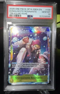 2026 ONE PIECE OP14-EB04-THE AZURE SEA'S SEVEN #108 DONQUIXOTE ROSINANTE PSA 10 - Image 4