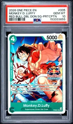 2026 One Piece Monkey D. Luffy Red Bull Participation Promo #005 PSA 10 - Image 1