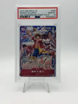PSA 10 GEM MT 2024 ONE PIECE CS MONKEY D.LUFFY 2ND ANNIVERSARY TMNT PACK - Image 1