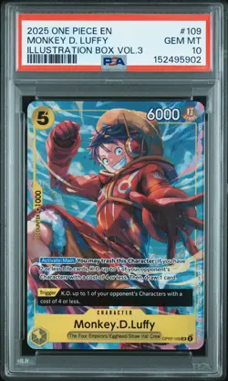 2025 ONE PIECE PROMOS ILLUSTRATION BOX VOL.3 #109 MONKEY D. LUFFY PSA 10 - Image 1