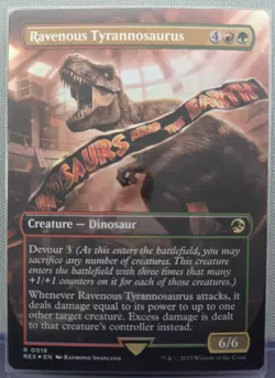 MTG Ravenous Tyrannosaurus Borderless Foil NM #18 REX - Image 1