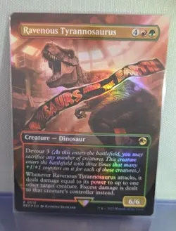 MTG Ravenous Tyrannosaurus Borderless Foil NM #18 REX - Image 2