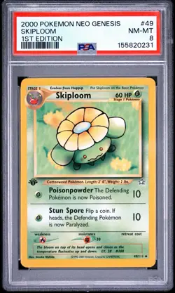 Pokemon PSA 8 1ST EDITION SKIPLOOM 49/111 NEO GENESIS - Image 1