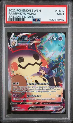 2022 POKEMON SWORD & SHIELD BRILLIANT STARS #TG17 FULL ART/MIMIKYU VMAX PSA 9 - Image 1