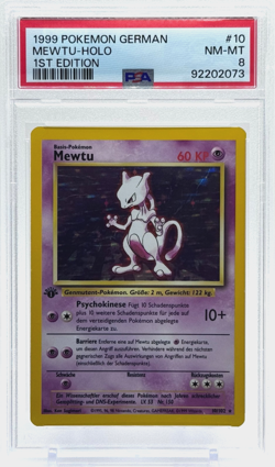 Pokemon 1st Edition Mewtwo Holo Base Set German 10/102 PSA 8 NM-MT TCG - Image 1