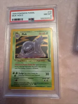 PSA 8 Pokemon TCG Muk 13/62 Fossil Unlimited Holo WOTC - Image 1