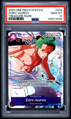 Zoro-Juurou PSA10 2024 One Piece Op09-Emperors New World Treasure Rare #004 - Image 1