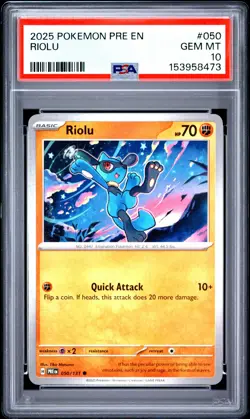 2025 POKEMON PRE EN-PRISMATIC EVOLUTIONS #050 RIOLU PSA 10 - Image 1