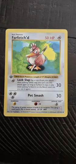 Pokemon Base Set 1st Edition Farfetch'd 27/102 - Image 1