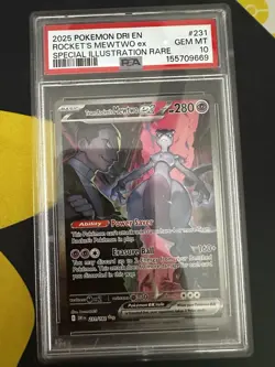 Team Rocket's Mewtwo ex 231/182 Sv10 Destined Rivals SIR Holo PSA 10 EN 2025 - Image 1