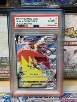 Pokemon Blaziken VMAX Silver Tempest Trainer Gallery Full Art #TG15 PSA 10 - Image 1