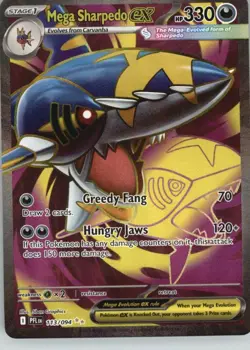 Mega Sharpedo ex 113/094 Ultra Rare Phantasmal Flames Pokemon Near Mint - Image 1
