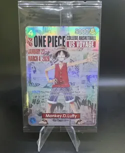 One Piece Monkey D. Luffy College Basketball US Voyage New Promo Card SEALED - Image 1