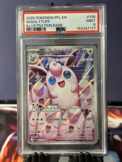 2025 POKEMON PFL EN-PHANTASMAL FLAMES ILLUSTRATION RARE #105 WIGGLYTUFF PSA 9 - Image 1