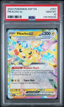 Pikachu Ex 057 Pokemon Ssp En-Surging Sparks PSA 10 - Image 1
