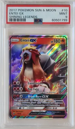 Pokemon Entei GX Shining Legends 2017 Holo 10/73 PSA 9 Mint - Image 1