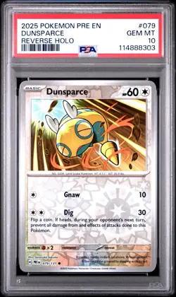 2025 Pokemon Pre EN-Prismatic Evol Dunsparce Reverse Holo #079 PSA GEM MT 10 - Image 1