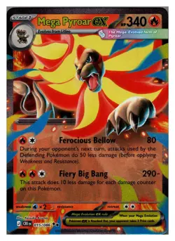 Mega Pyroar ex 015/086 ME04: Chaos Rising Double Rare Pokemon NM - Image 1