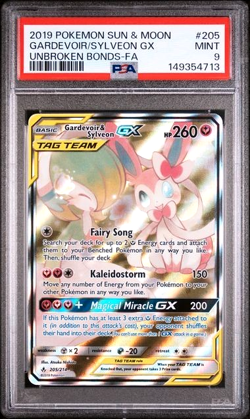 POKEMON GARDEVOIR/SYLVEON GX 2019 SM UNBROKEN BONDS #205 FA PSA 9 - Image 1