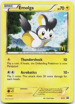 Emolga 006/012 Holo Promo McDonald's Promos 2012 Pokemon Lightly Played - Image 1