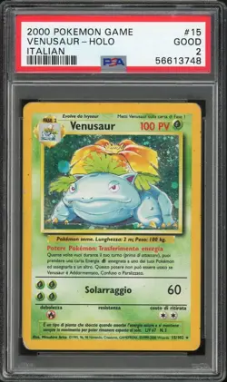 PSA 2 GOOD 2000 Pokemon Base Set - ITALIAN - Venusaur [A] - Holo #15 - Image 1