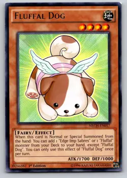 Fluffal Dog NECH-EN017 Rare The New Challengers Yu-Gi-Oh 1st Edition HP - Image 1