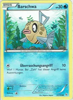 Pokemon Card Trading Card Game XY Flammenmeer No. 22/106 Barschwa German - Image 1